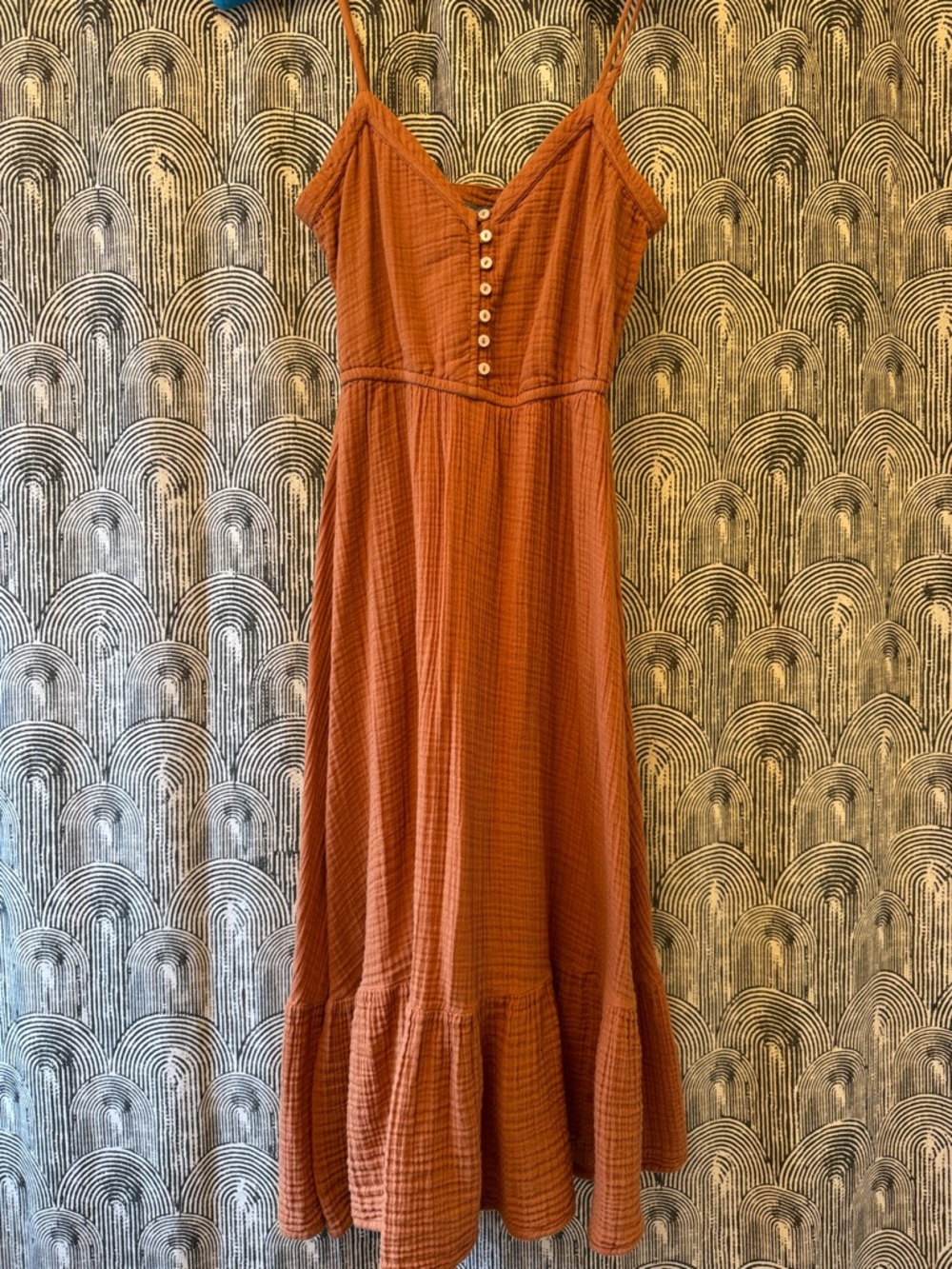 Aerie Rust Sundress with Button Front